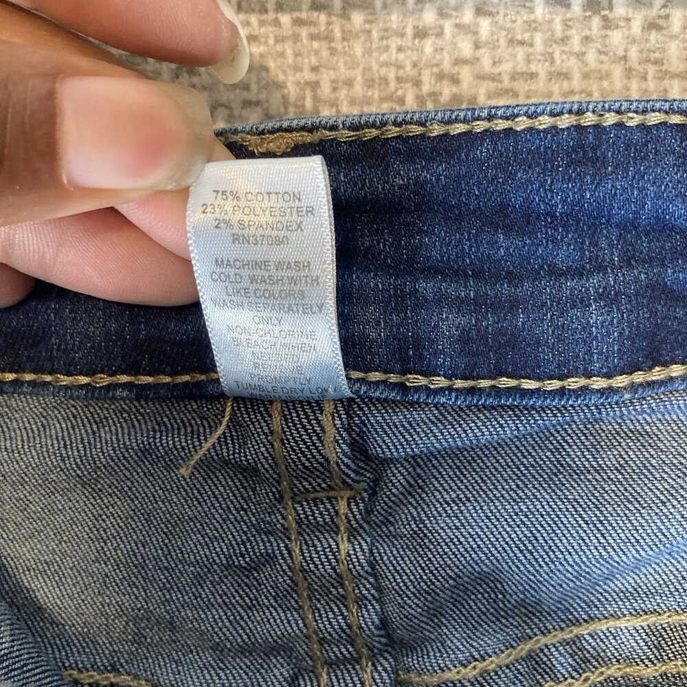 It's Blue Denim Destress Mini Skirt Women's Size 24W Pockets On Front And Back. - Picture 7 of 8